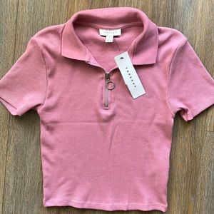 Pink collared crop top
